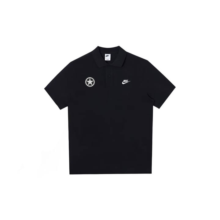 Nike Nike Dri Fit T Shirts Unisex Black Polo Collar Moderate Straight Fit