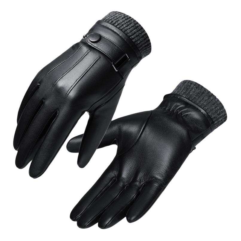 SEPTWOLVES SEPTWOLVES Fleece Lined Cold Resistant Thermal Winter Motorcycle Windproof Touchscreen Genuine Leather Winter Sheepskin