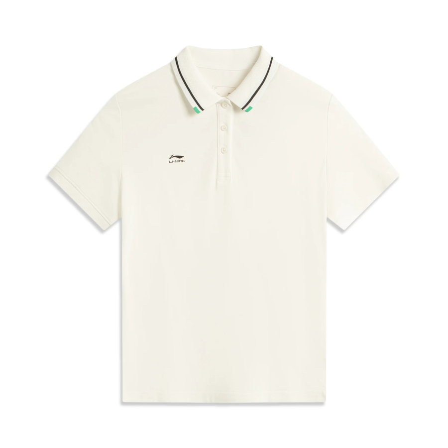 Li-Ning Li Ning Polo Shirts Women's Ivory Polo Collar Moderate Straight Fit