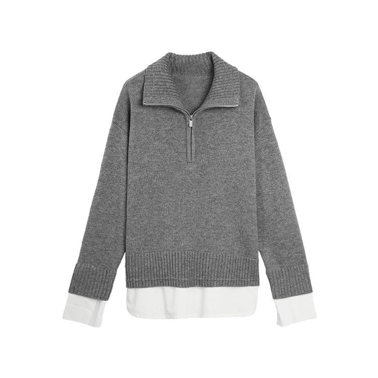 ELLE Sweaters Women's Light Gray Lapel Moderate Other