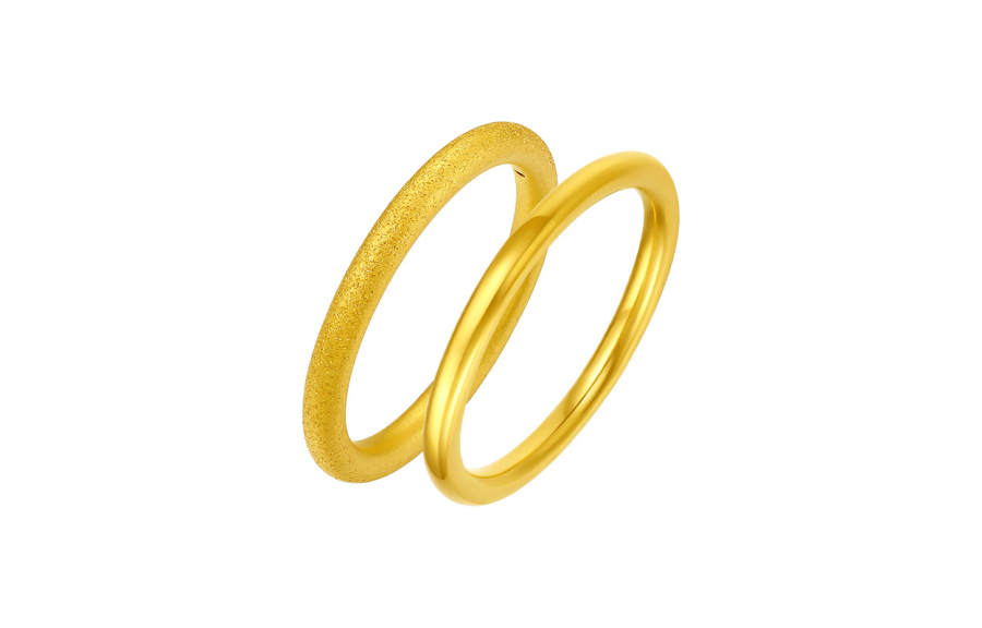 ZHOU LIU FU Eternal Love Plain Band 3D Hard Gold Fixed Price Rings Unisex