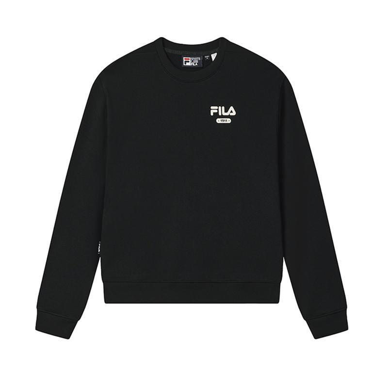 FILA 1911 Sweatshirts Women's Jet Black BK Crew Neck Moderate Regular