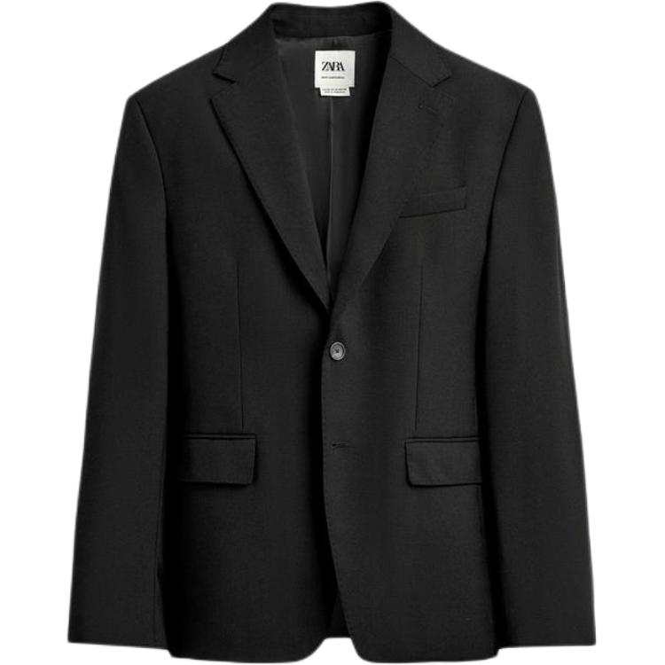 ZARA Business Suits Men's Black Suit Collar Moderate Business Suit
