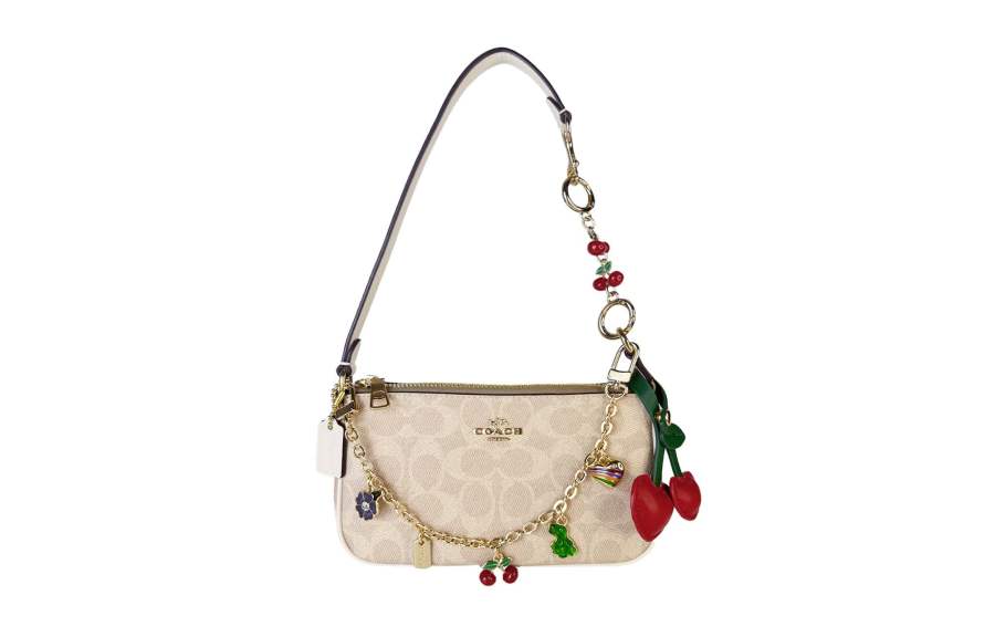 COACH Nolita Coated Canvas Three Born Jasmine Shoulder Bag Small Women's Sand & Chalk White
