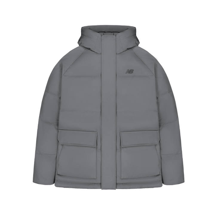 New Balance New Balance Down Jackets Men's Dark Gray Hooded Lightweight Puffer Jacket
