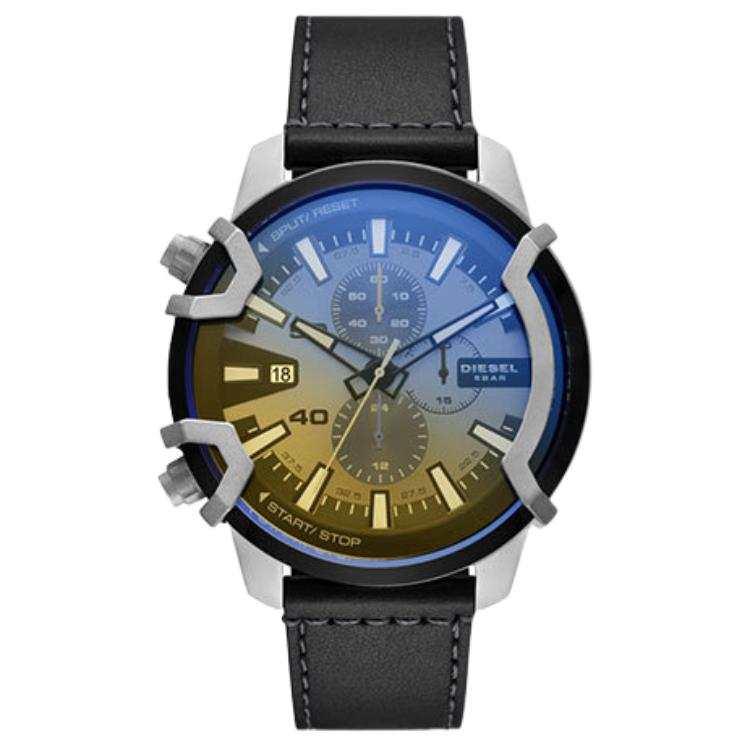 DIESEL Wrist Watches Quartz Movement Leather Strap Blue Dial Men's Watches