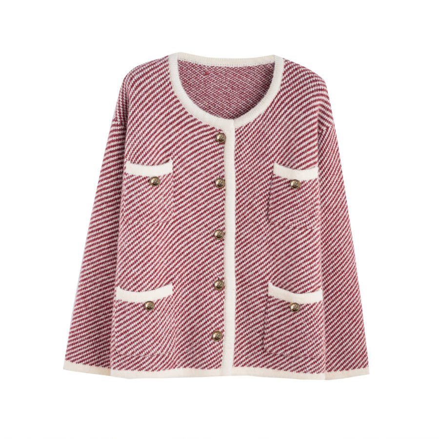 Tonlion Knitwear Women's Red Tone Moderate Cardigan