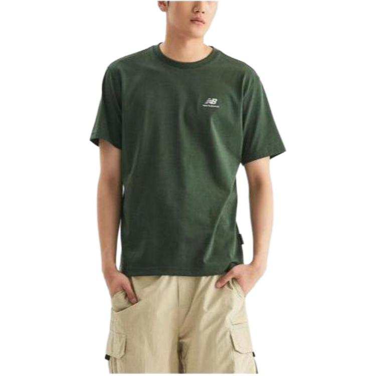 New Balance New Balance T Shirts Men's Green Crew Neck Moderate Straight Fit