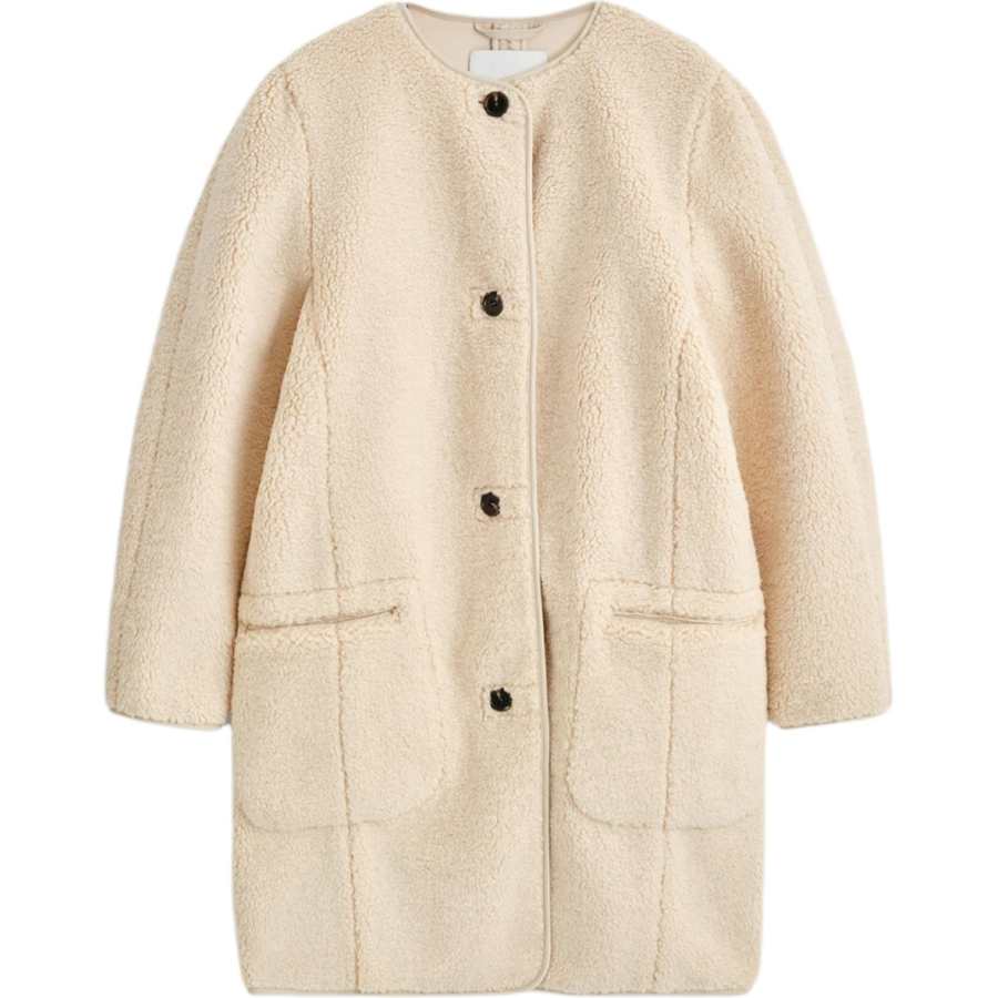 COS Velvet Jackets Women's Beige Crew Neck Moderate
