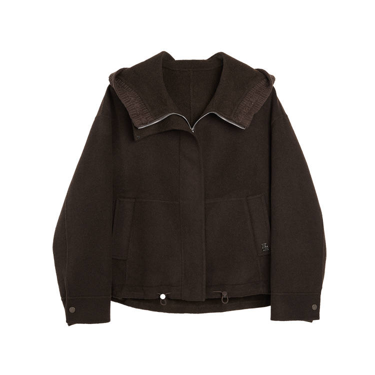 ELLE Coats Women's Dark Brown Hooded Moderate