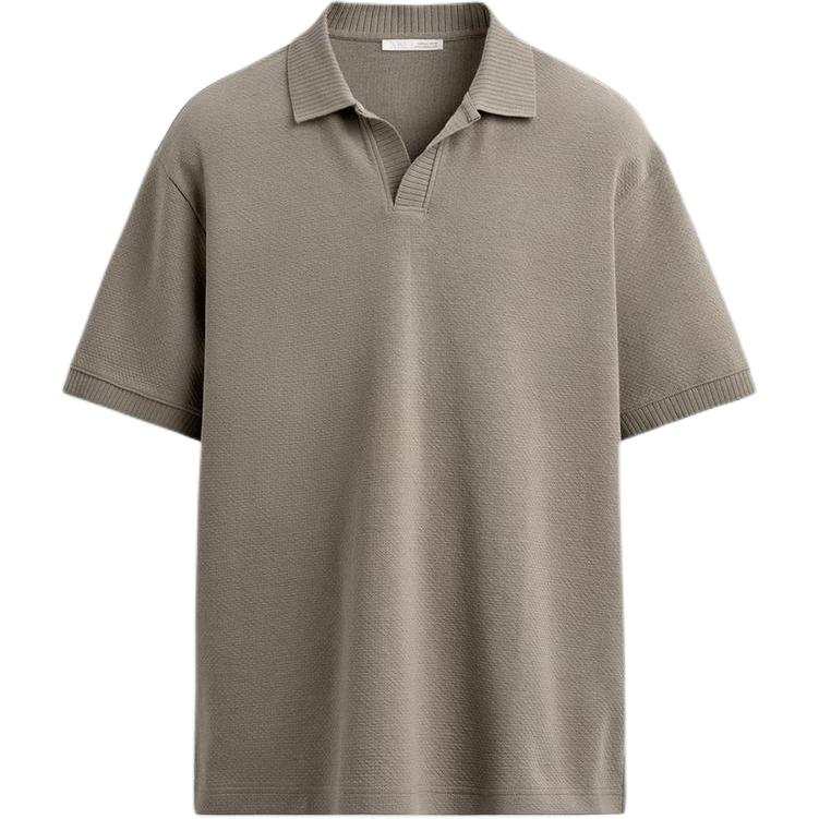 ZARA Polo Shirts Men's Red Brown Lapel Moderate