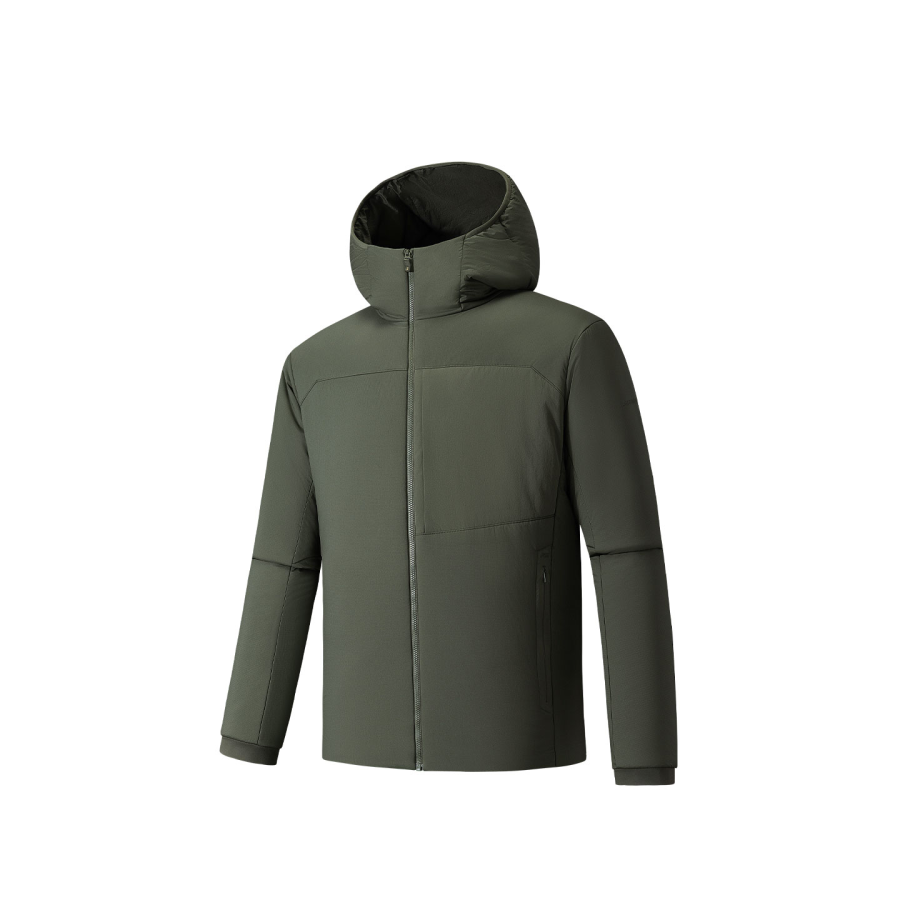 ANTA Puffer Jackets Men's Rock Pine Green Hooded Thickened