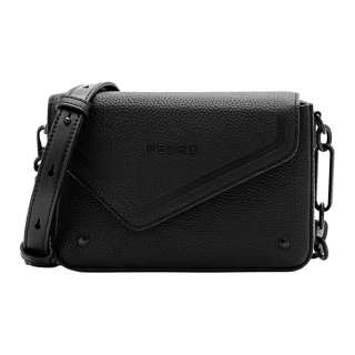 PEDRO Cow Leather Shoulder Bag, Crossbody Bag Regular Men's Black/Gray