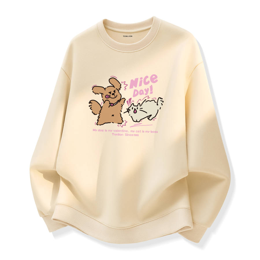 Tonlion Sweatshirts Unisex Crew Neck Moderate Regular
