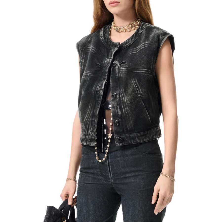 CHANEL Tank Tops Women's Black Crew Neck Moderate Other