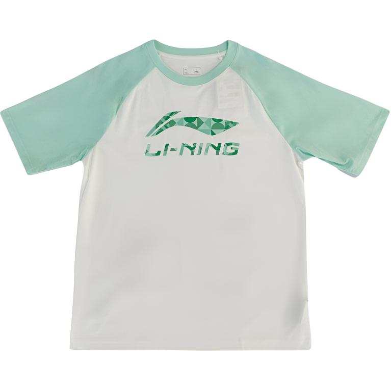 Li-Ning Li Ning T Shirts Men's White Crew Neck Moderate Straight Fit