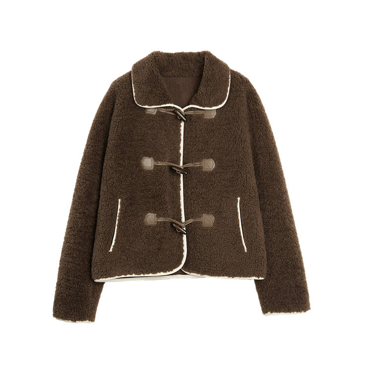 ELLE Velvet Jackets Women's Coffee Lapel Thickened