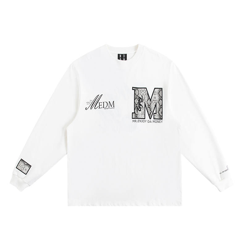 MEDM T Shirts Unisex White Crew Neck Moderate Straight Fit