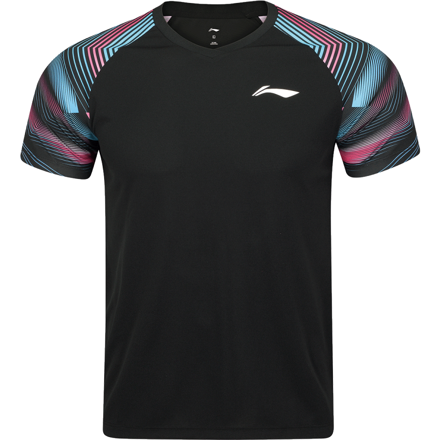 Li-Ning Li Ning T Shirts Unisex Black V Neck