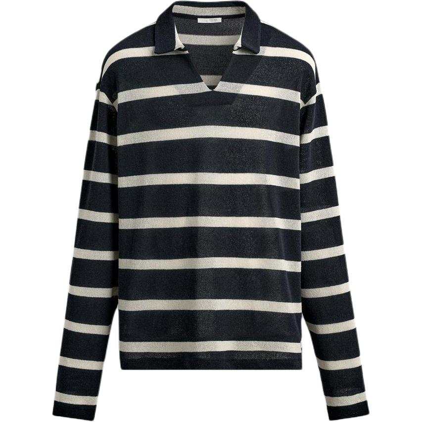 ZARA Polo Shirts Men's Sea Blue Lapel Moderate
