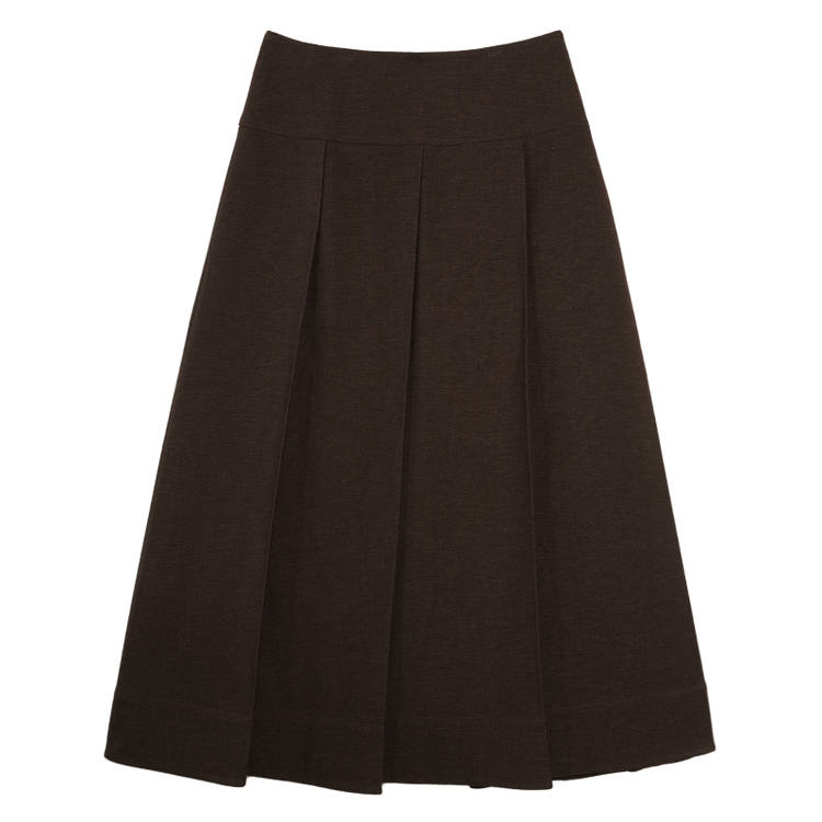 ELLE Casual Long Skirts Women's Moderate Mid Length Pleated Skirt