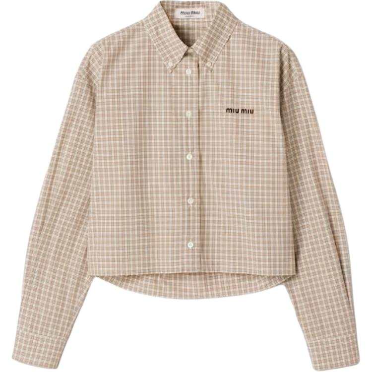 MIU MIU Shirts Women's Cork Beige Lapel Moderate Other