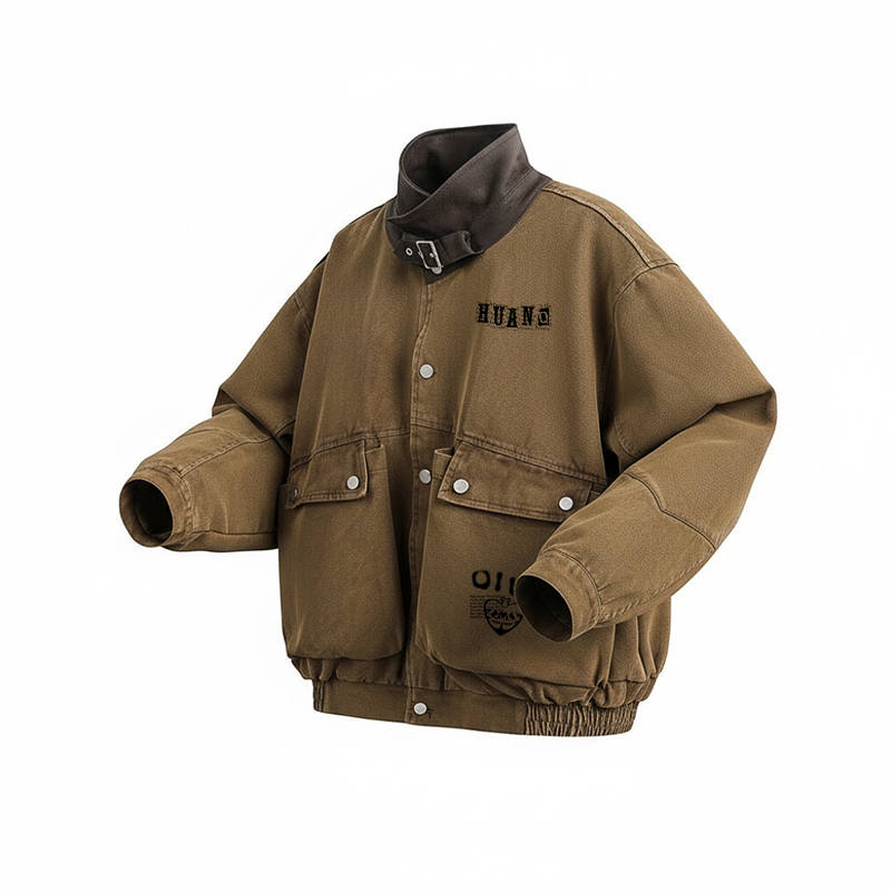 HUANQIU Jackets Unisex Coffee Lapel Moderate Workwear