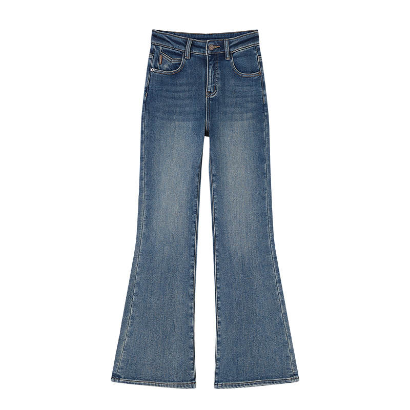 XIANGYING Jeans Women's Denim Blue Moderate Flared Pants