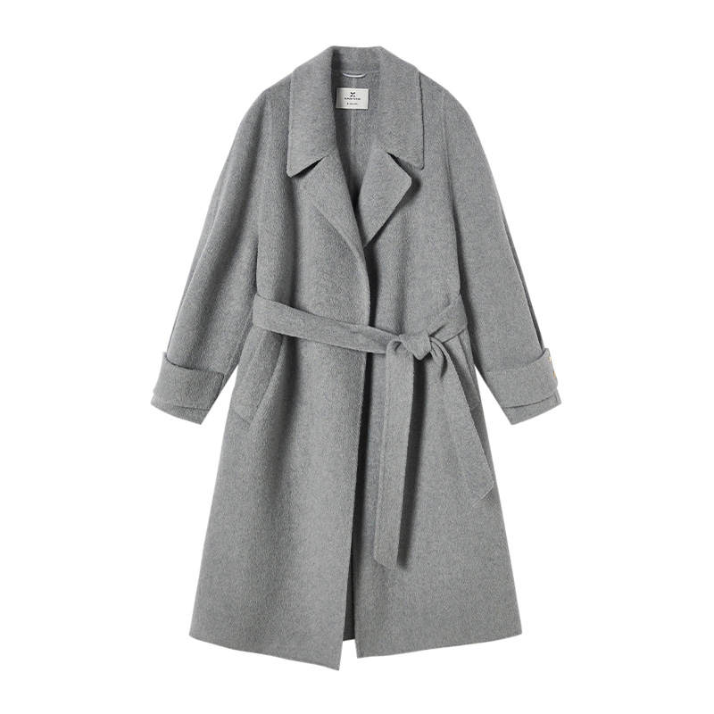 XIANGYING Coats Women's Light Gray Lapel Moderate