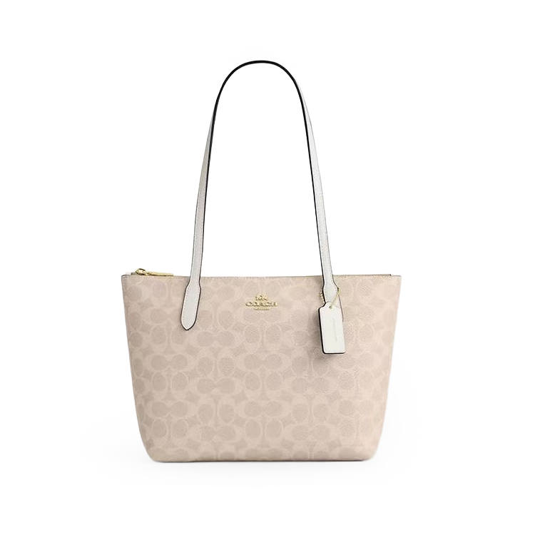 COACH Fiona Artificial Leather Shoulder Bag Medium Women's Sand Yellow & Chalk White