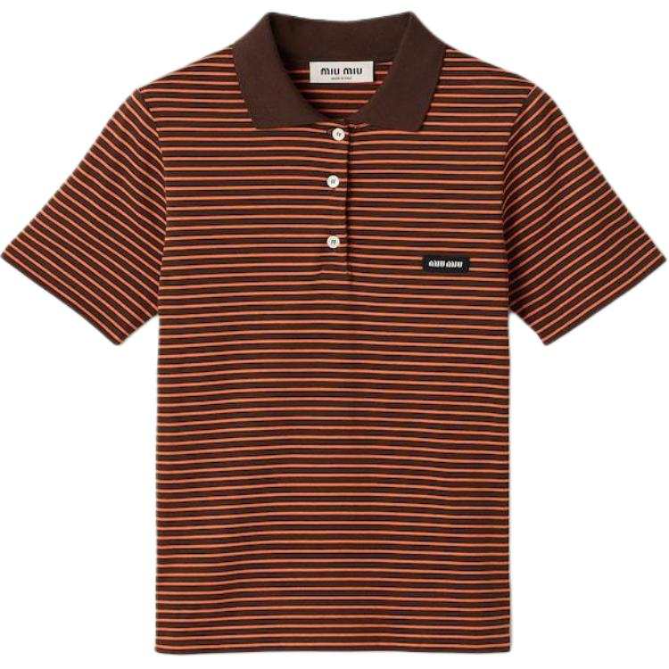 MIU MIU Polo Shirts Women's Cocoa Orange Polo Collar Moderate Straight Fit