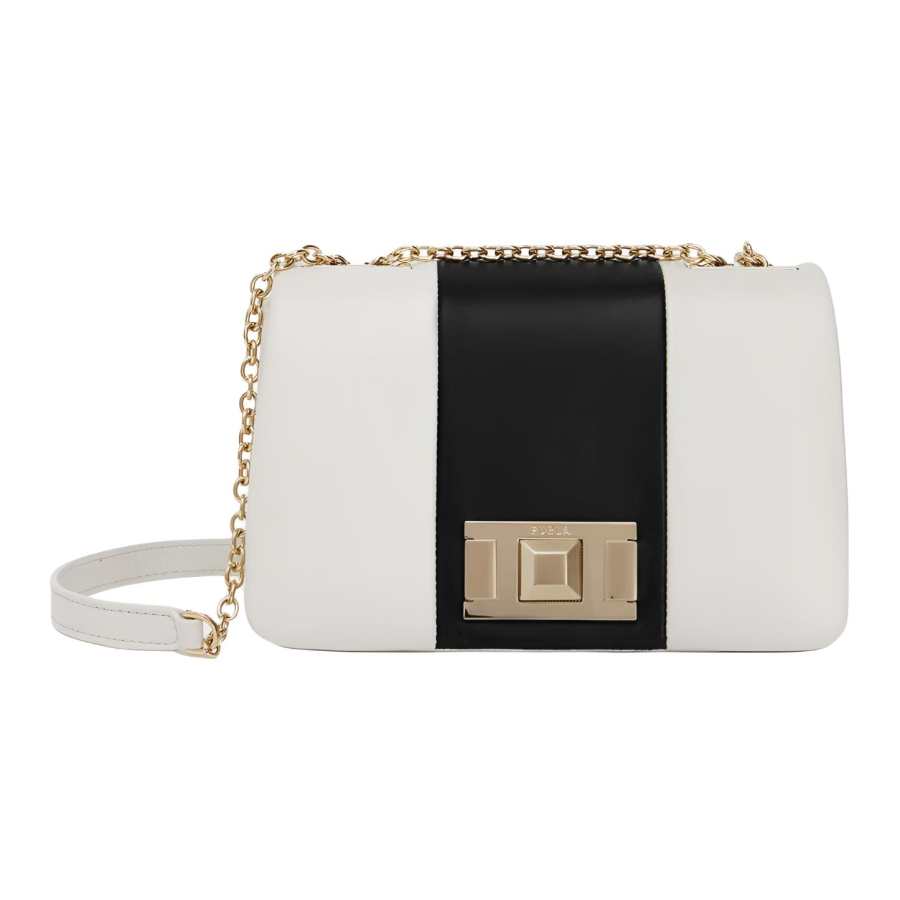Furla Leather Shoulder Bag Mini Women's White & Black