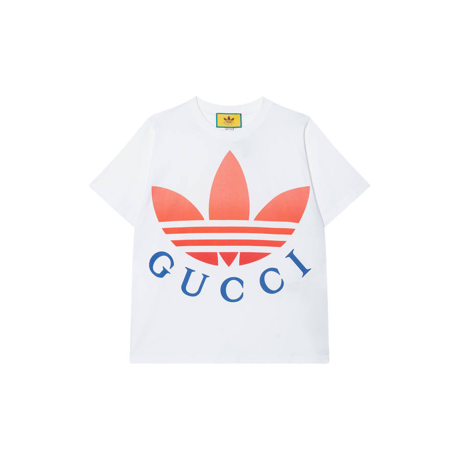 GUCCI x Adidas Originals Drop Shoulder Sleeve T Shirt Women's White