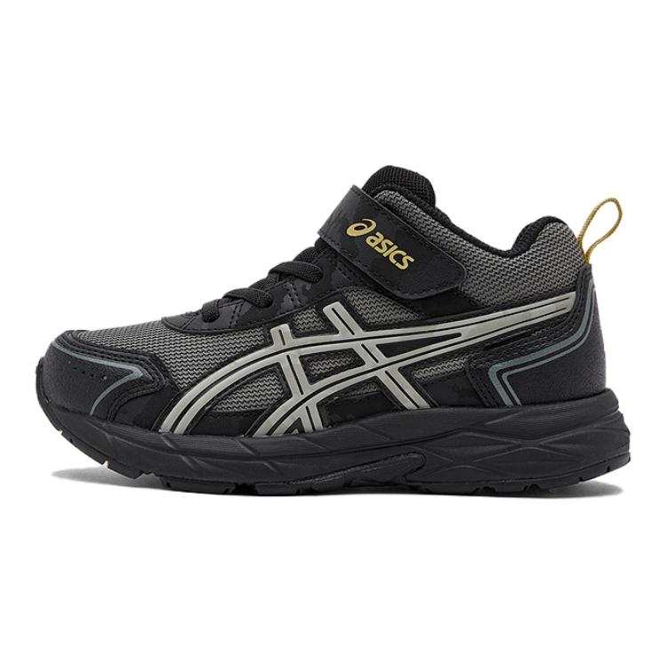 ASICS RUNNING KIDS CONTEND Synthetic Leather, Textile Mid top Running Shoes Black Gray Kids'