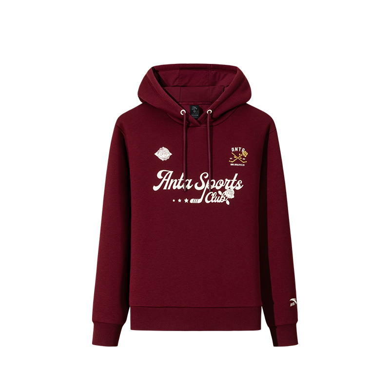 Anta Life Collection Loose Fit Soft And Comfortable Minimalist Style Hooded Letter Fleece Lined Sweatshirt Women's