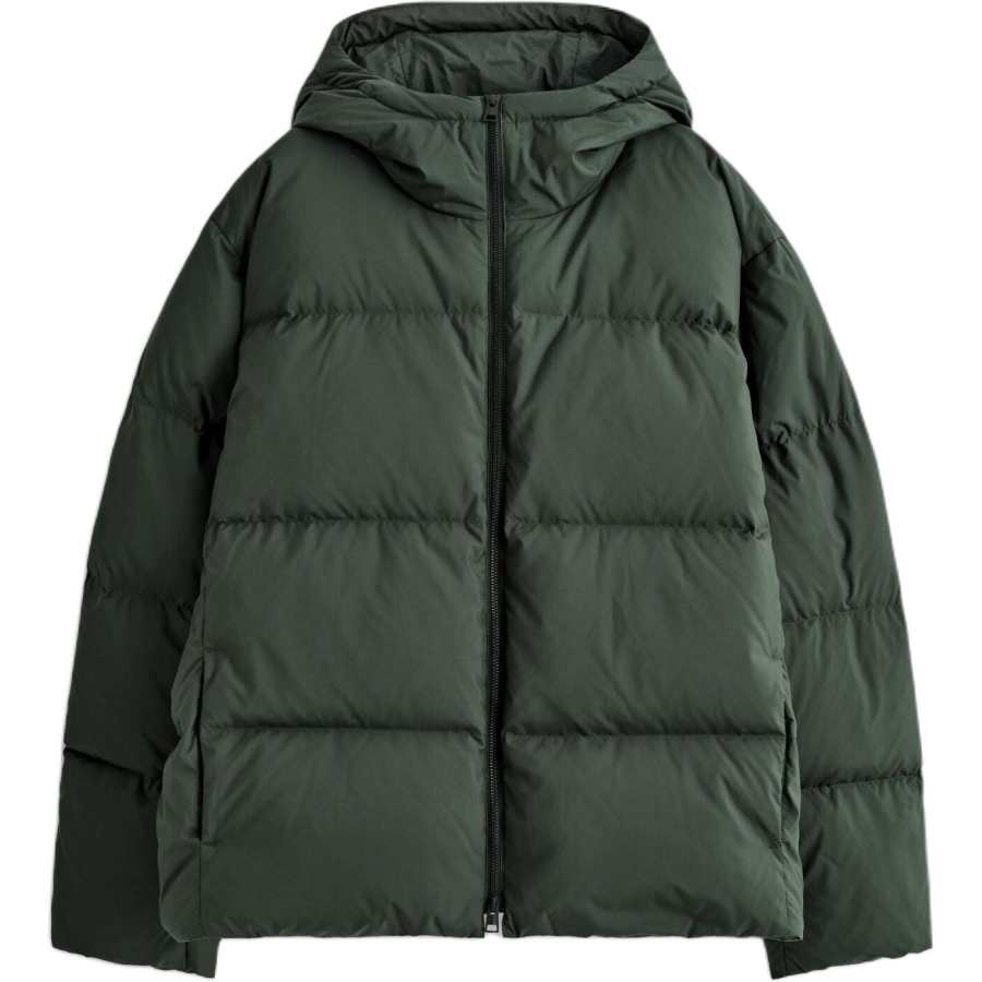 COS COS Down Jackets Men's Dark Green Hooded Moderate Quilted Down Jacket