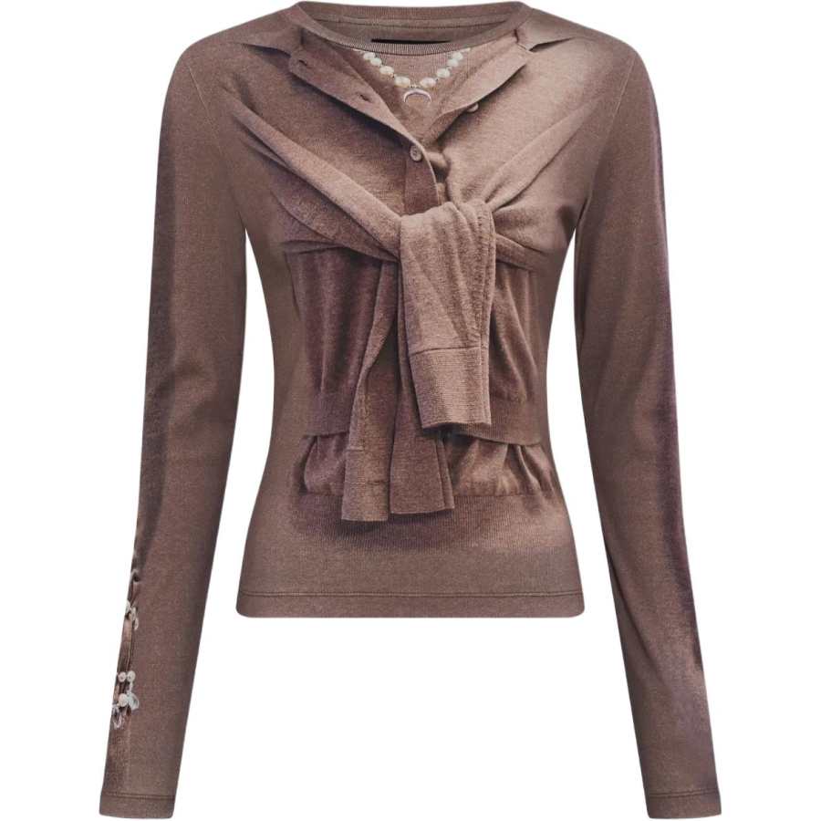 Marine Serre Tie Detailed Knit Sweater