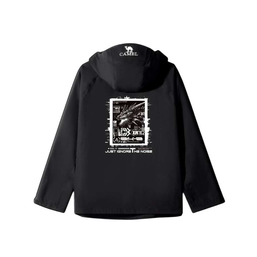 CAMEL All weather Breathable Abrasion Resistant Lightweight Cold Resistant Windbreaker Jacket Unisex Black