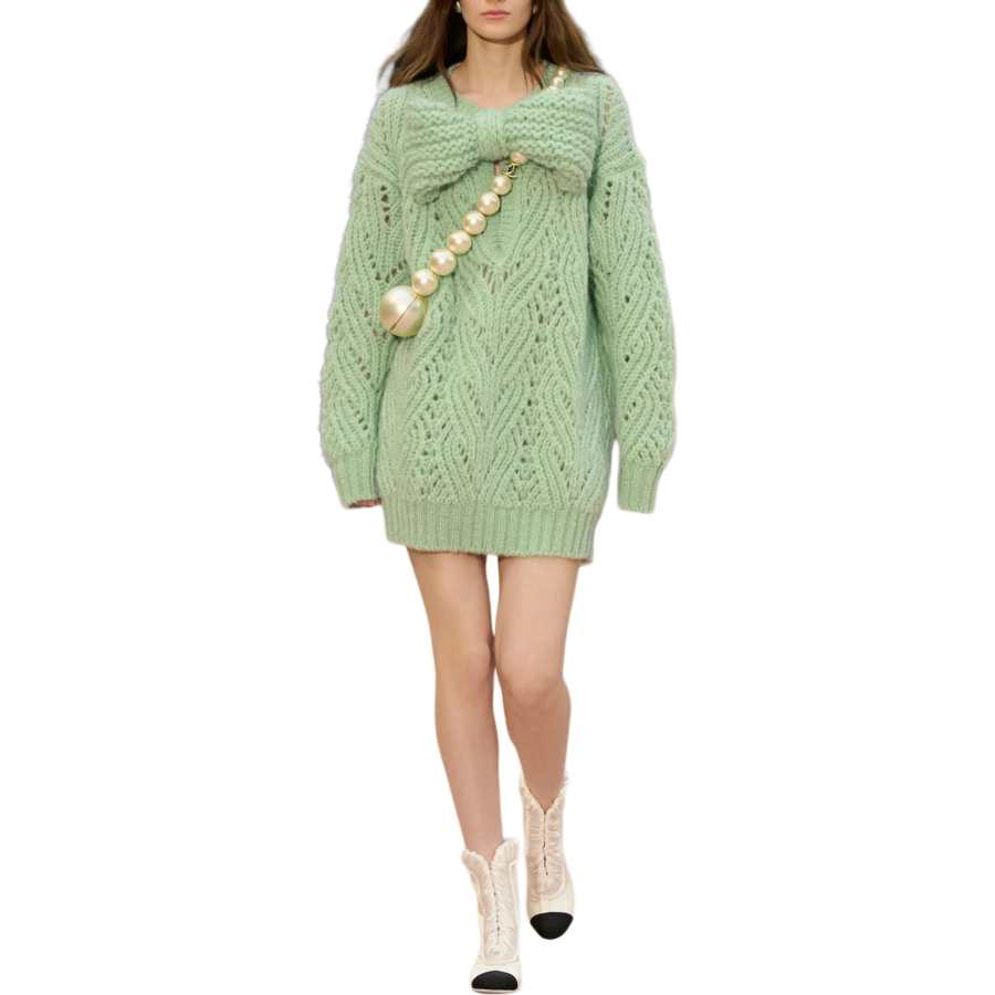 CHANEL 25K Long Sleeved Dress Fitted Women's
