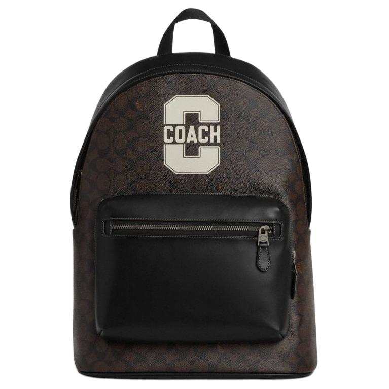 COACH COACH West Cow Leather With Fabric And Artificial Leather Backpack Large Men's Walnut