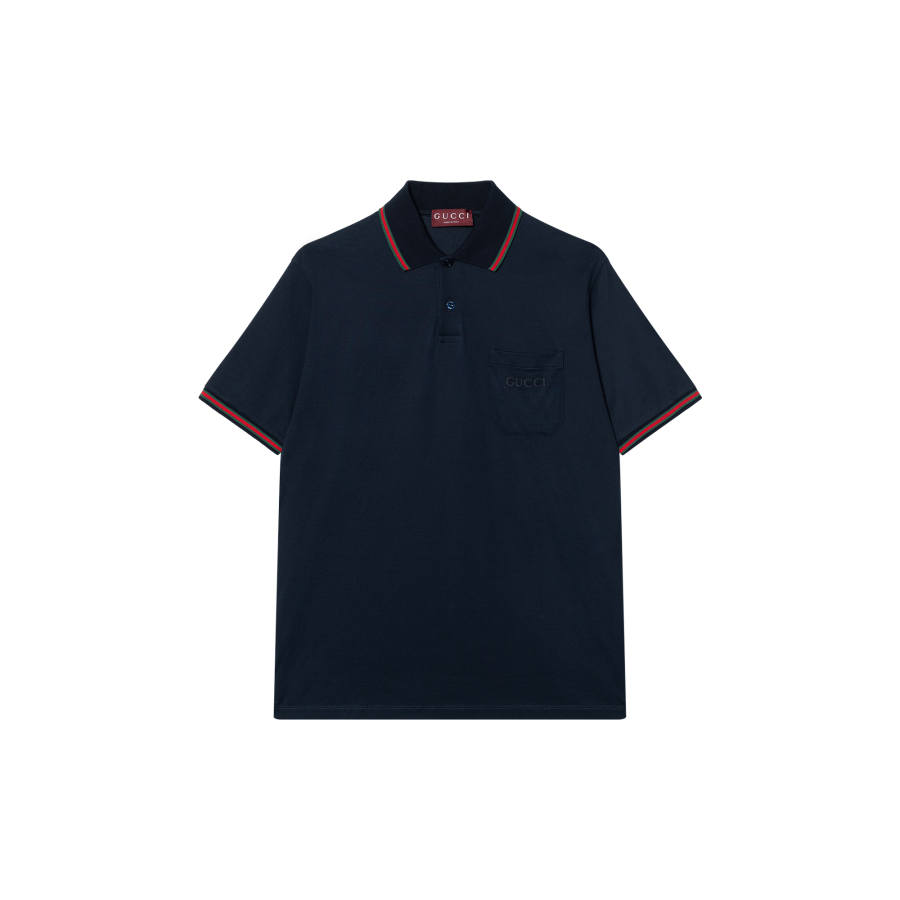GUCCI Logo Embroidered Short Sleeve Polo Shirt