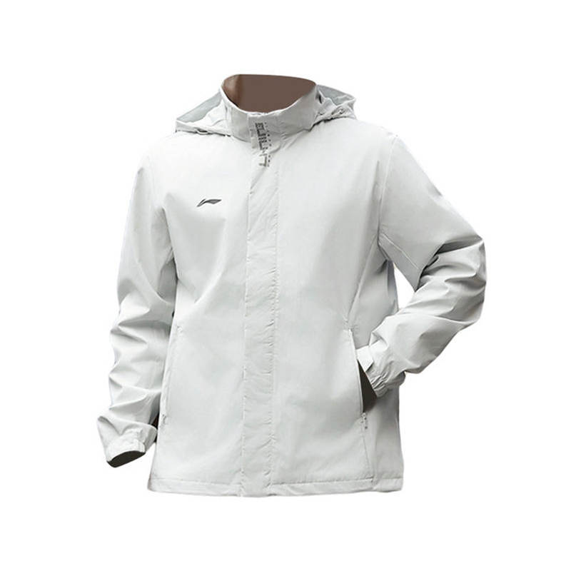 Li-Ning Li Ning Trench Coats Men's Stone Gray Hooded Non Detachable Moderate
