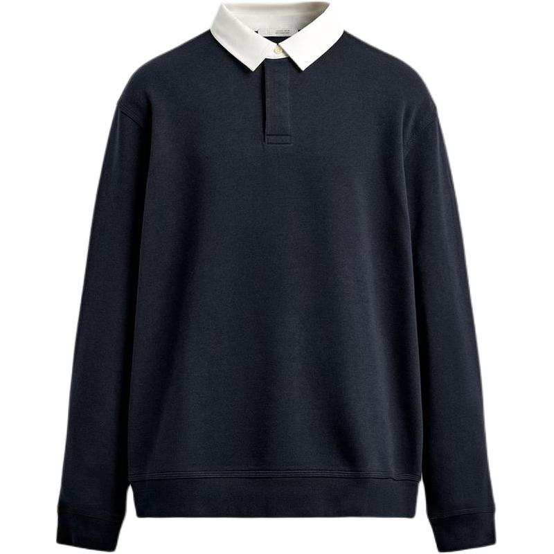 ZARA Polo Shirts Men's Sea Blue Lapel Moderate Straight Fit