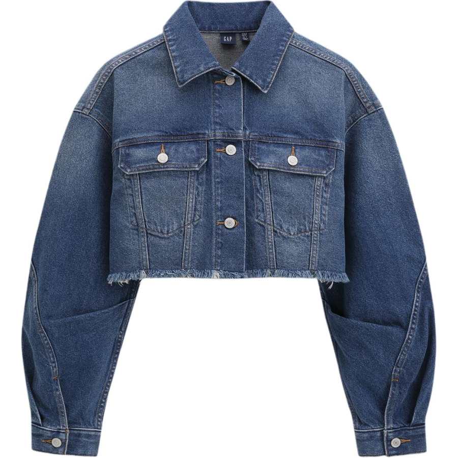 GAP GAP Denim Jackets Women's Medium Washed Lapel Moderate