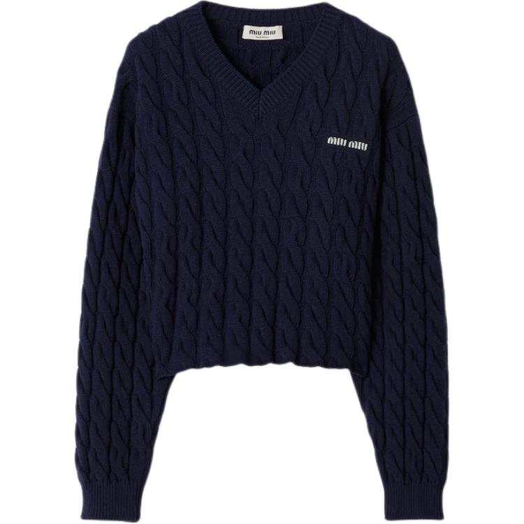 MIU MIU Sweaters Women's Blue V Neck Moderate Other