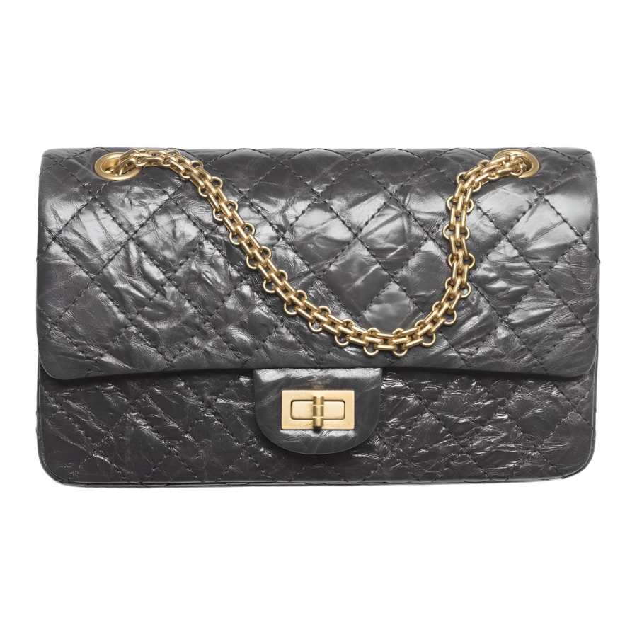 CHANEL 2.55 Calfskin Shoulder Bag, Crossbody Bag Women's Dark Gray