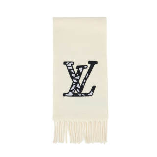 LOUIS VUITTON Wool Knit Scarves Men's White