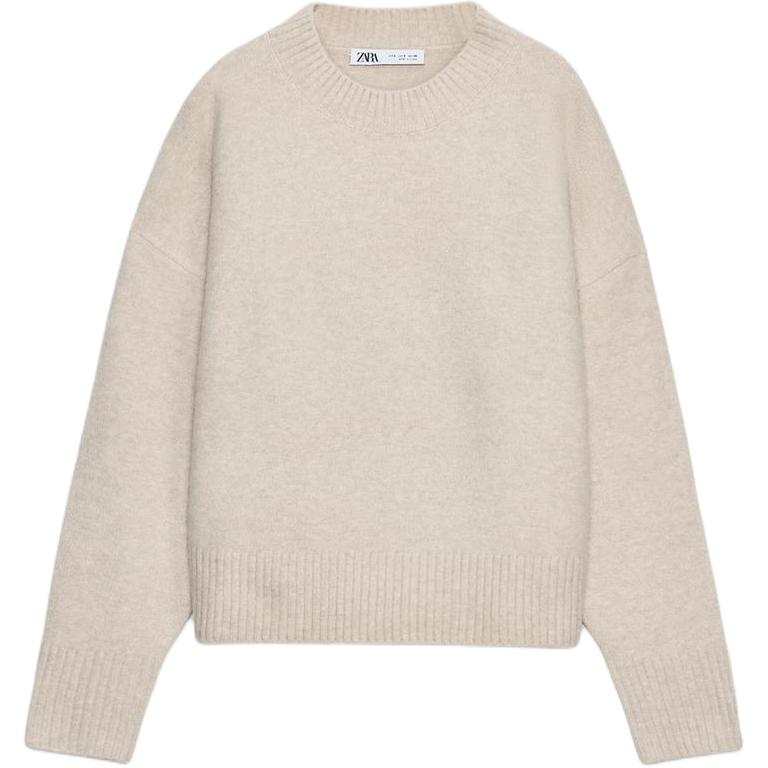 ZARA Sweaters Women's White Crew Neck Moderate Other