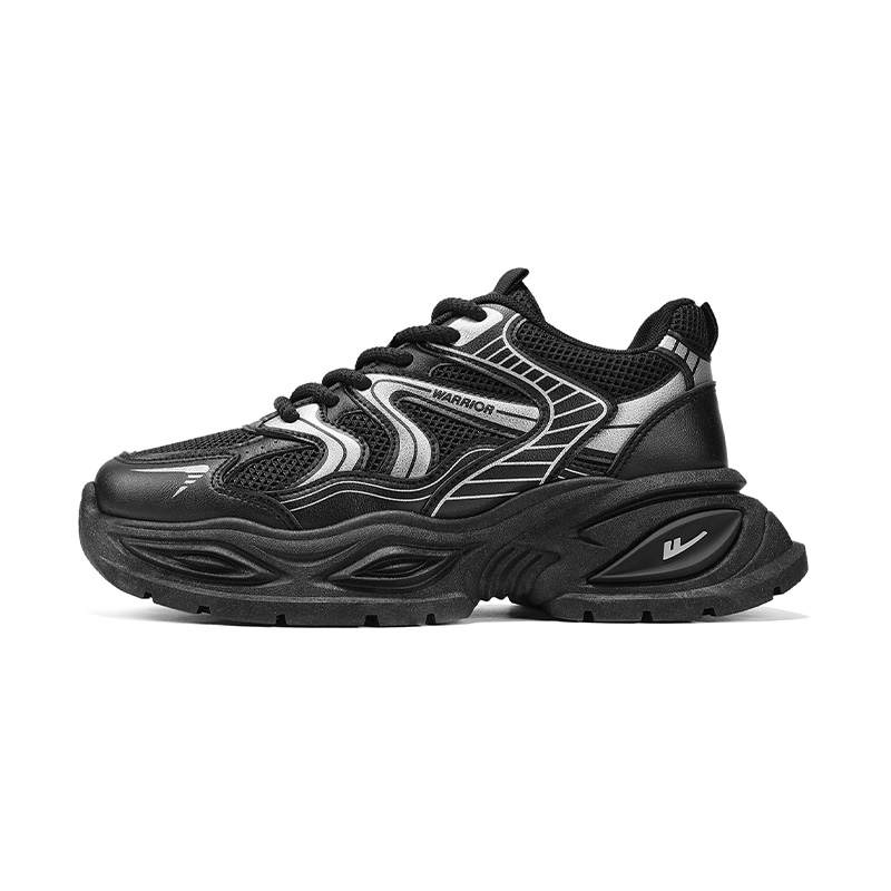 Warrior Height Increasing Abrasion Resistant Lightweight Slip Resistant High top Chunky Sneakers Men's Black/Silver