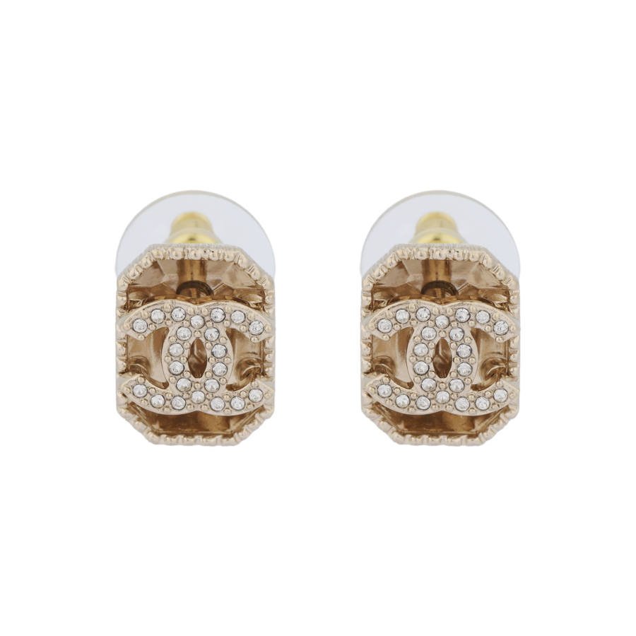 CHANEL Metal Stud Earrings Women's Gold